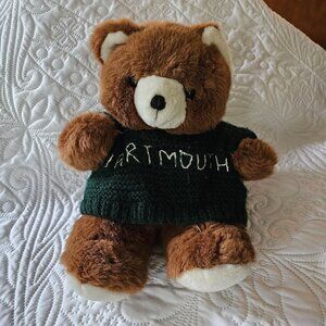 Dartmouth College Teddy Bear Green Hand Knit Sweater Ivy League Plush Decor 10"